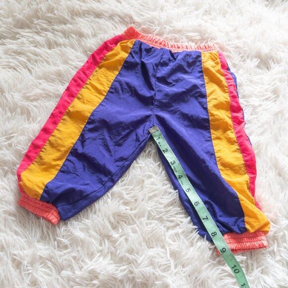 Baby Girls Wind Breaker Track Suit Pants in Neon Pink Mustard Yellow and Purple - Picture 3 of 5